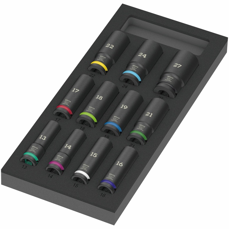 Wera 9725 Foam Insert Zyklop C, 1/2", Impaktor Deep Socket Set 1, 11 Pc.