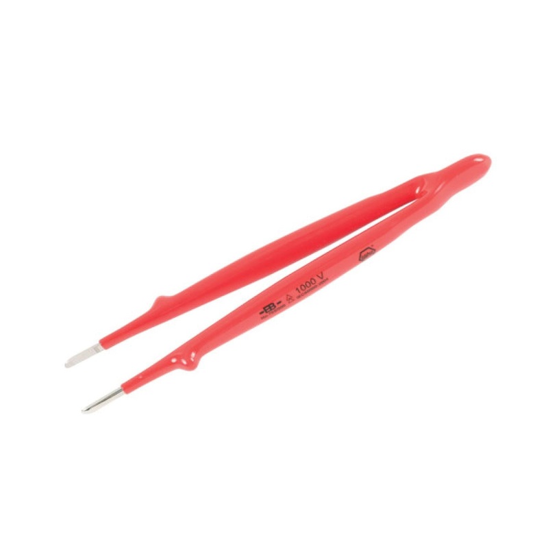 Wiha Tools 75220 Insulated Straight Blunt Tip Tweezers, 8"