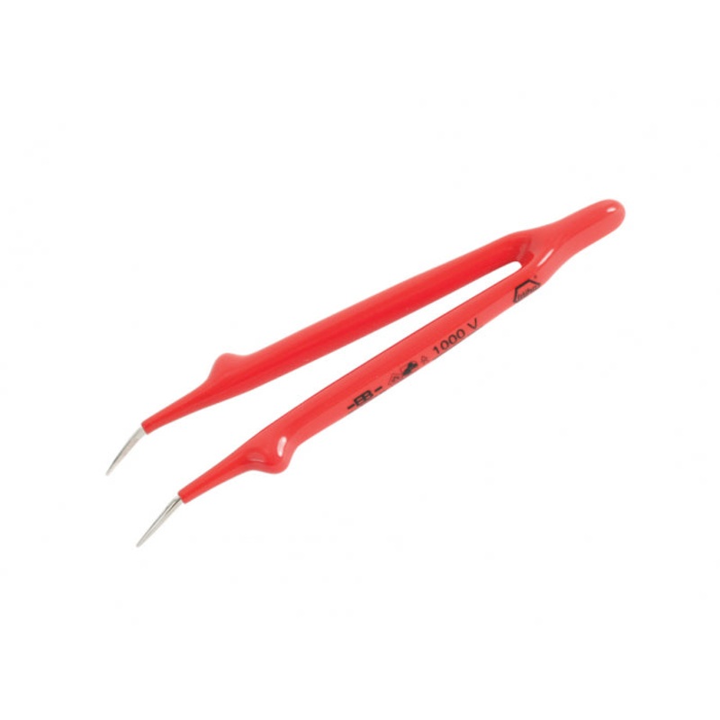 Wiha Tools 75302 Insulated Angled Fine Tip Tweezers, 6"