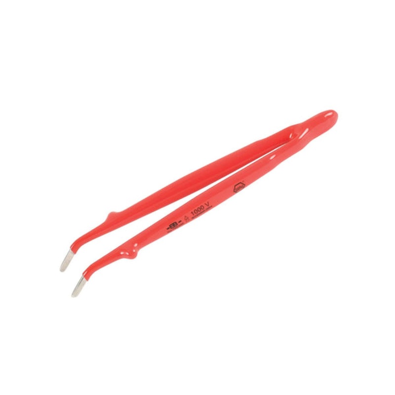 Wiha Tools 75304 Insulated Angled Blunt Tip Tweezers, 8 inch