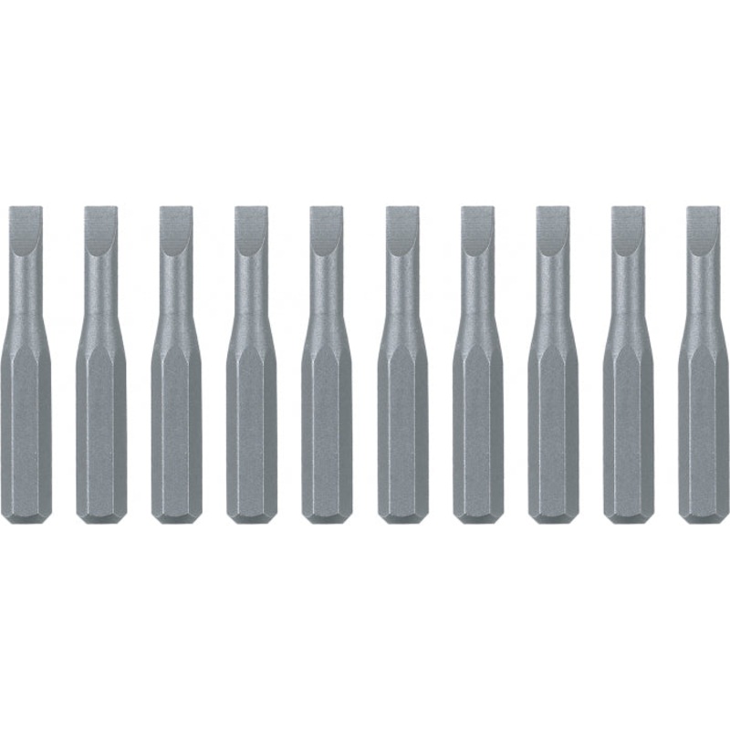 Wiha Tools 75610 System 4 Slotted Micro Bits, 4.0 mm x 28 mm, 10 Pk.
