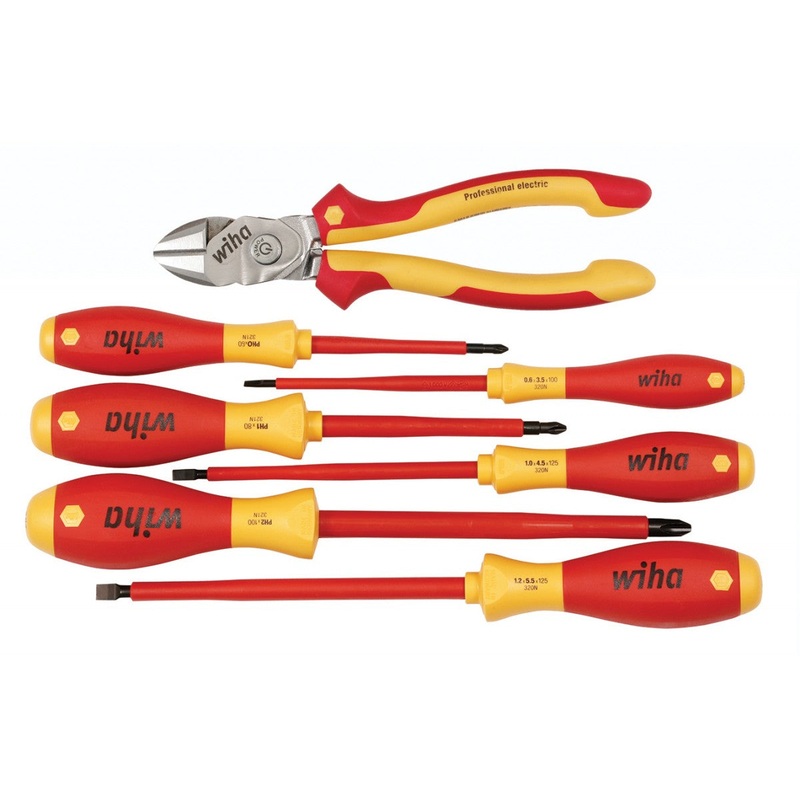 Wiha Tools 32857 7 Piece Insulated BiCut Compound Cutters and Screwdriver Set