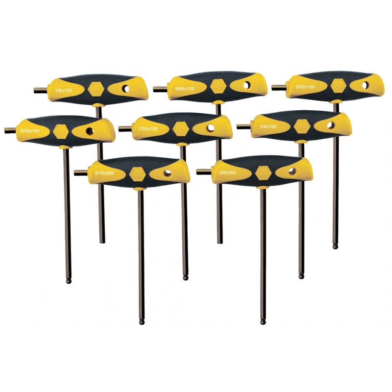Wiha Tools 33498 8 Piece SoftGrip Hex SAE T-handle Set