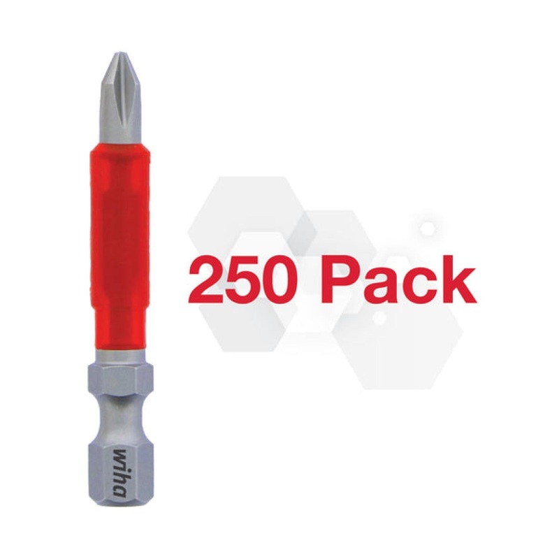 Wiha Tools 76590 Impact Power Bit Phillips #1, Pack of 250 Bits
