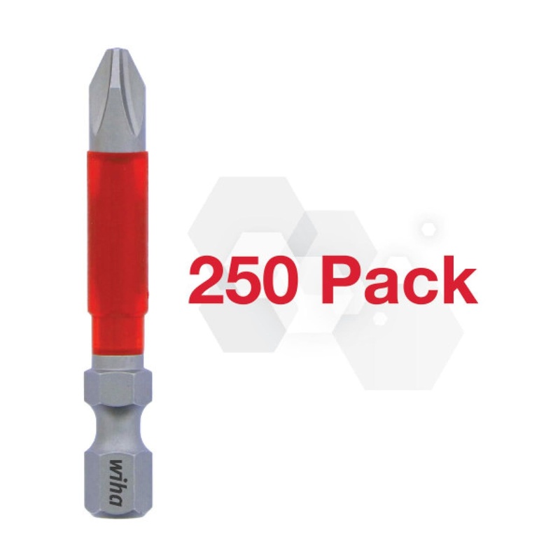 Wiha Tools 76591 Impact Power Bit Phillips #2, Pack of 250 Bits