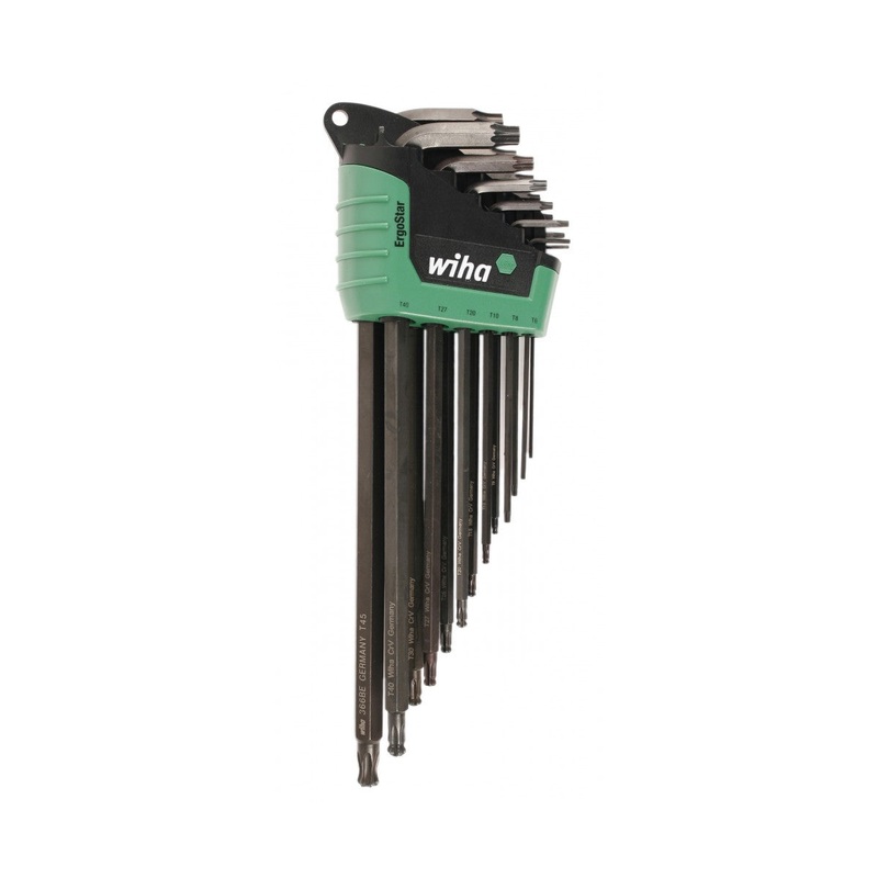 Wiha Tools 36689 ErgoStar TORX Ball End and Standard L-Key Set T5-T45 in Automatic Fast Open Holder, 13-Piece
