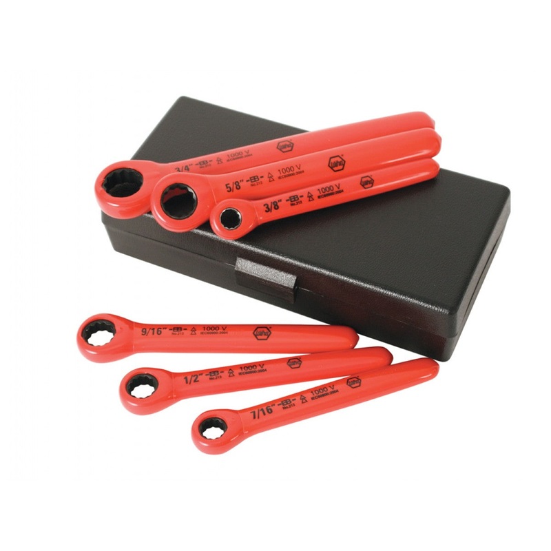 Wiha Tools 21391 6-Piece Insulated Inch Ratchet Wrench Set