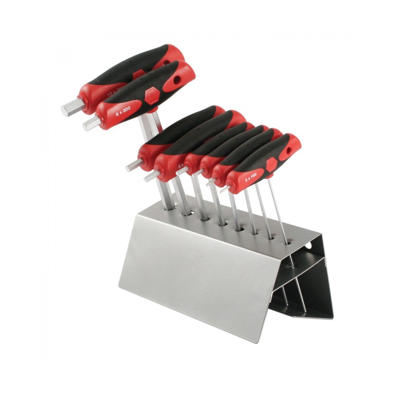 Wiha Tools 54092 8 Piece Softgrip Ball End Hex Metric Dual Drive T-Handle Stand Set