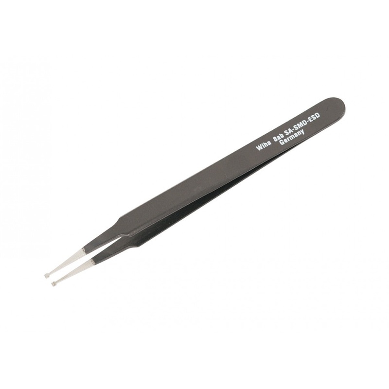 Wiha Tools 55535 120mm MicroTip Straight & 0.5mm Slot Milled 8ab SA SMD ESD Tweezers