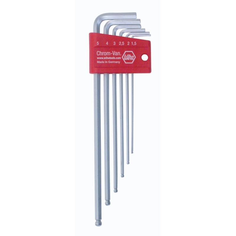 Wiha Tools 66995 Ball End Chrome Metric Hex L - Key Set, 6 Pc.