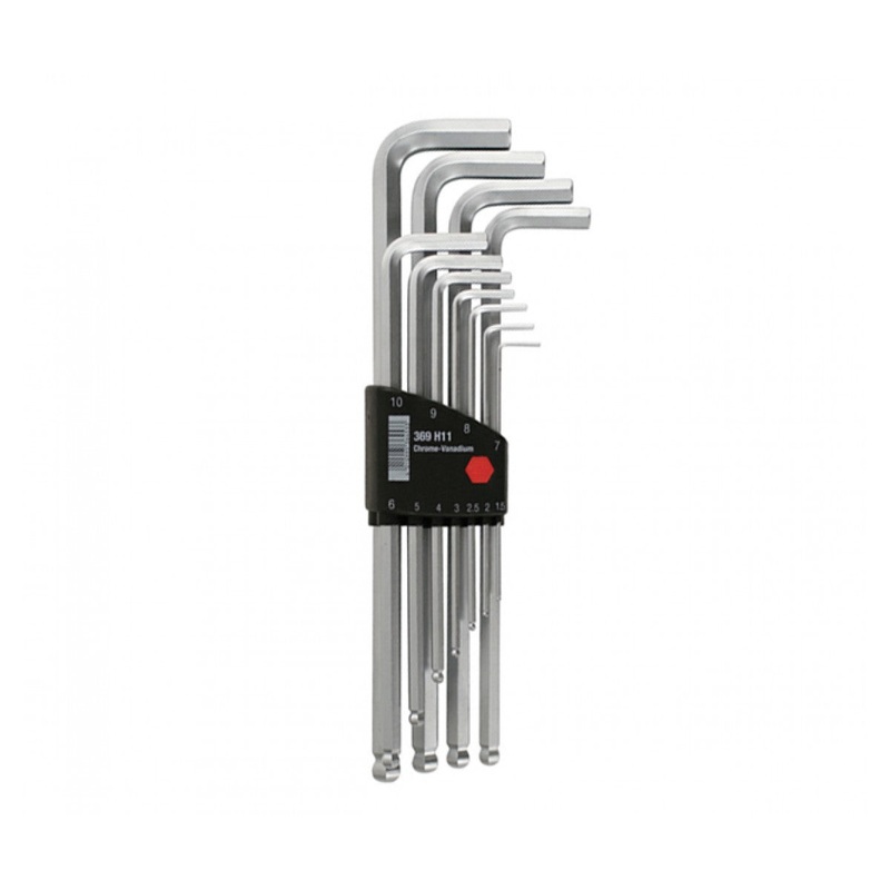 Wiha Tools 66998 Ball End Chrome Metric Hex L - Key Set, 11 Pc.