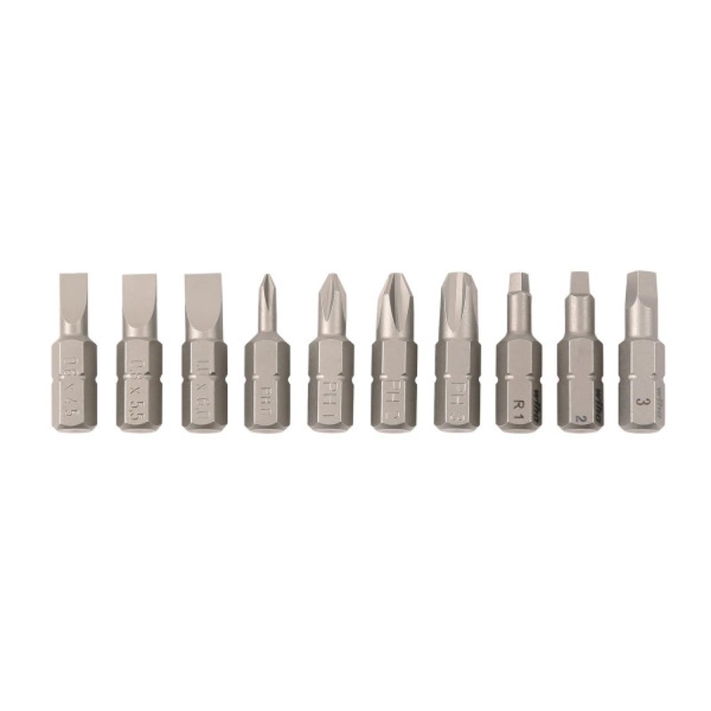 Wiha Tools 72593 Slotted, Phillips, Square Insert Bit Set, 10 Pc.
