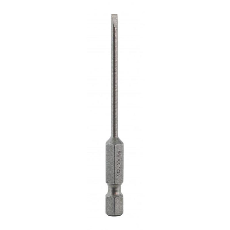 Wiha Tools 74033 Slotted Power Bit, 2.5 mm x 70 mm, 10 Pk.