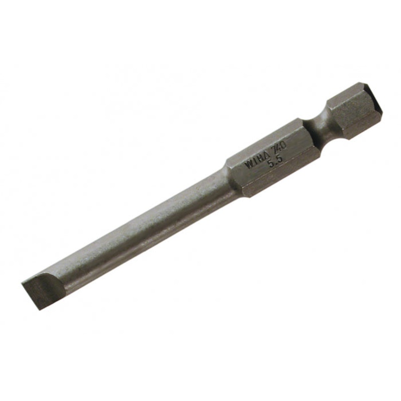 Wiha Tools 74041 Slotted Power Bit, 6.5 mm x 70 mm, 10 Pk.