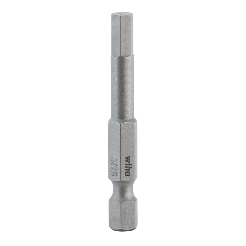 Wiha Tools 74316 Hex Inch Power Bit, 3/16" x 50 mm, 10 Pk.