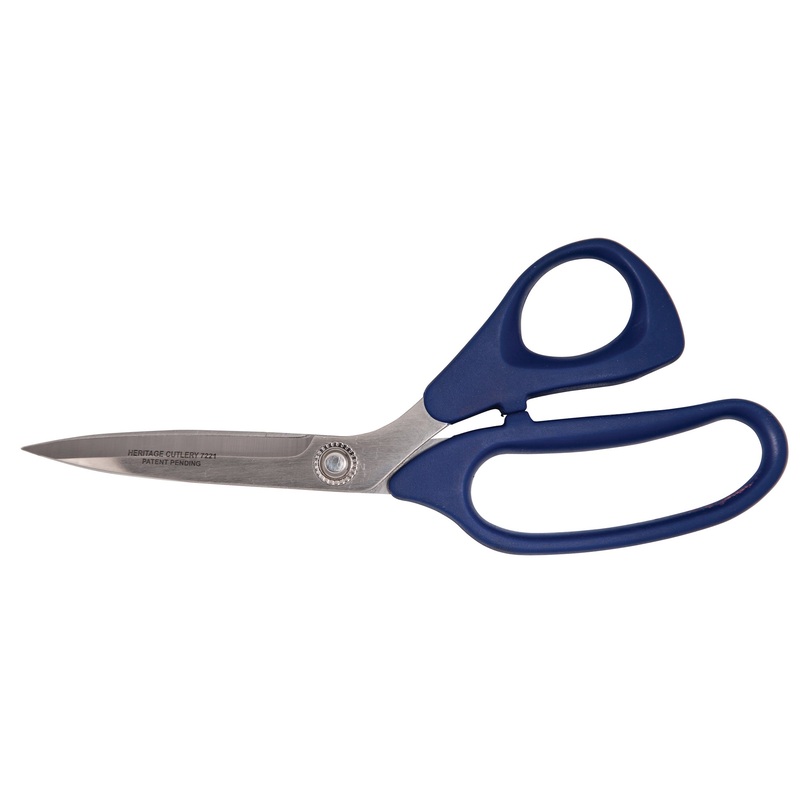 Heritage Cutlery 7221 9'' SS Bent Trimmer / Plastic Ambidextrous Handle / Double Sharp Points / Extra Large Bottom Ring
