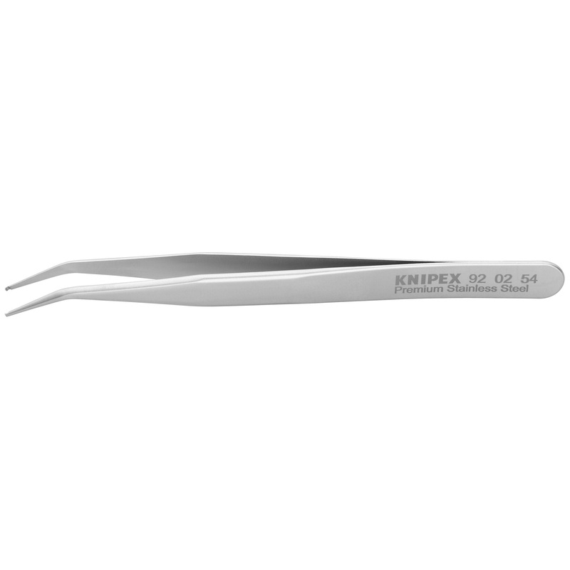 Knipex 92 02 54 4 1/2" Premium Stainless Steel Positioning Tweezers-45Angled-SMD