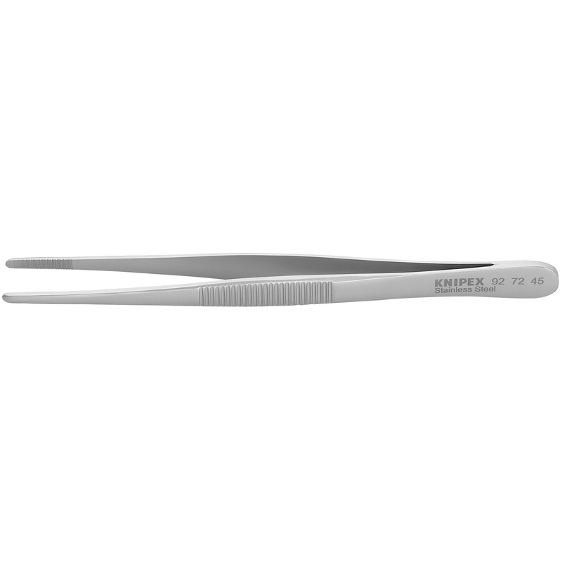 Knipex 92 72 45 5 3/4" Stainless Steel Gripping Tweezers-Blunt Tips