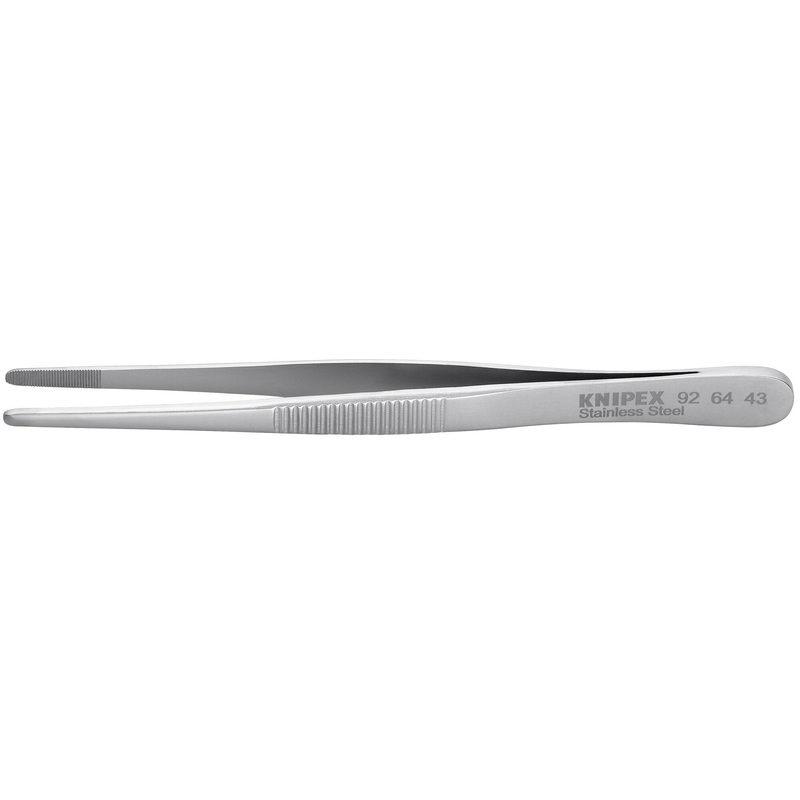 Knipex 92 64 43 4 3/4" Stainless Steel Gripping Tweezers-Blunt Tips