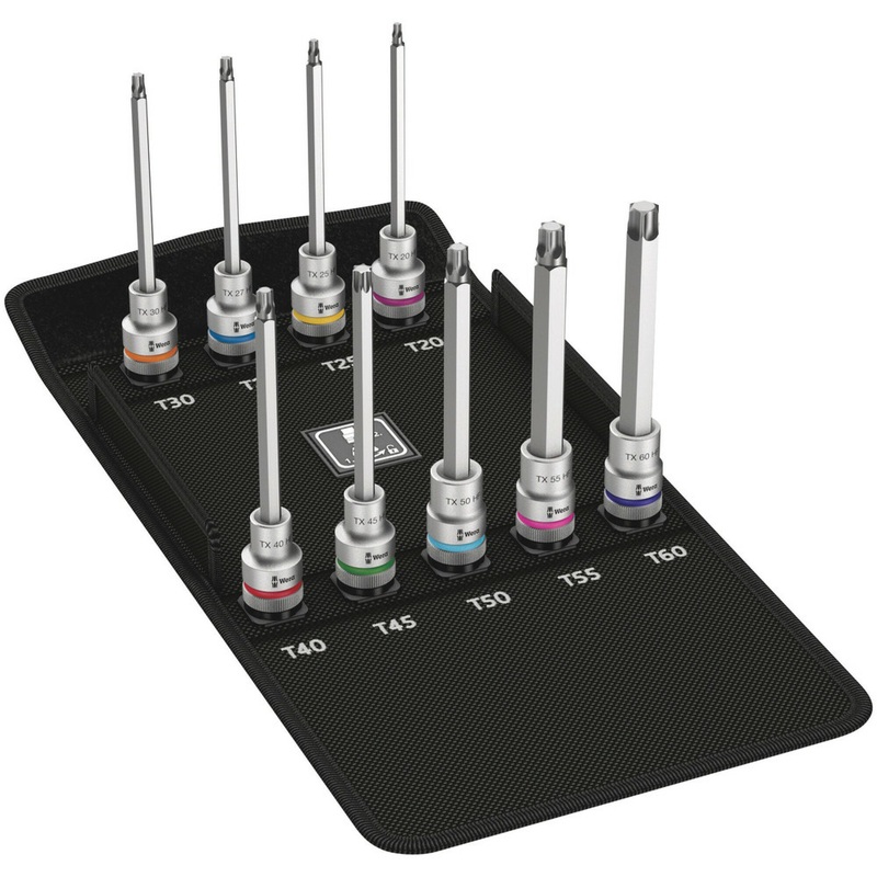Wera 8767 C TORX HF 3 Zyklop bit socket set with 1/2" drive, with holding function, 9 pieces