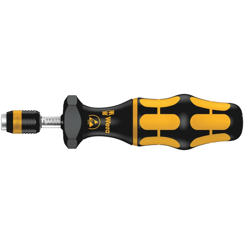 Wera Series 7400 Kraftform ESD adjustable torque screwdrivers (0.1-3.0 Nm) with Rapidaptor quick-release chuck, 7440 ESD x 0.3-1.2 Nm