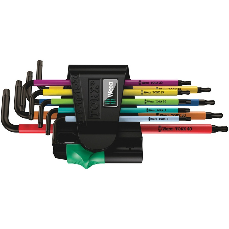 Wera 967/9 TX BO Multicolour 1 L-key set for tamper-proof TORX screws, BlackLaser, 9 pieces