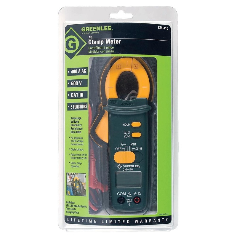 Greenlee CM-410 Clamp Meter, 400A AC