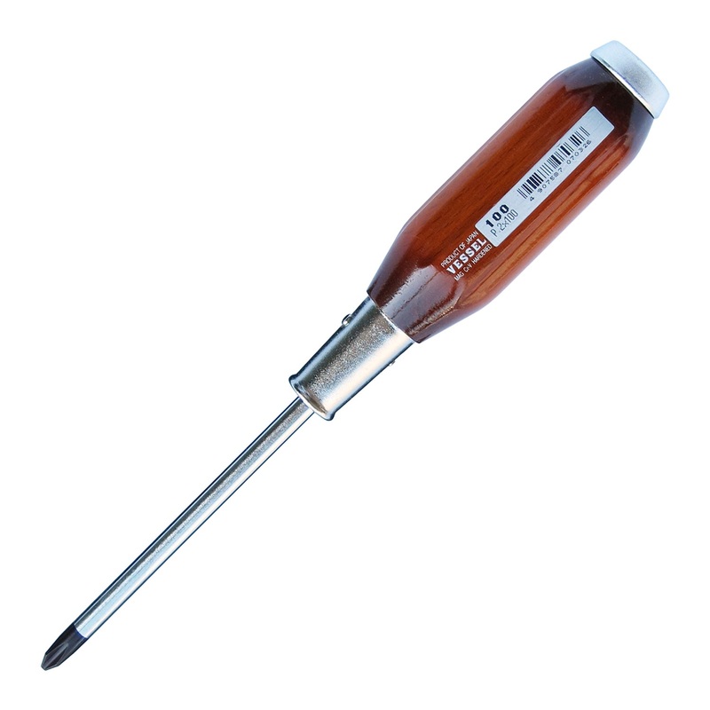 Vessel 100P2100 Genuine Wood Handle Tang-Thru Screwdriver No.100 +2x100