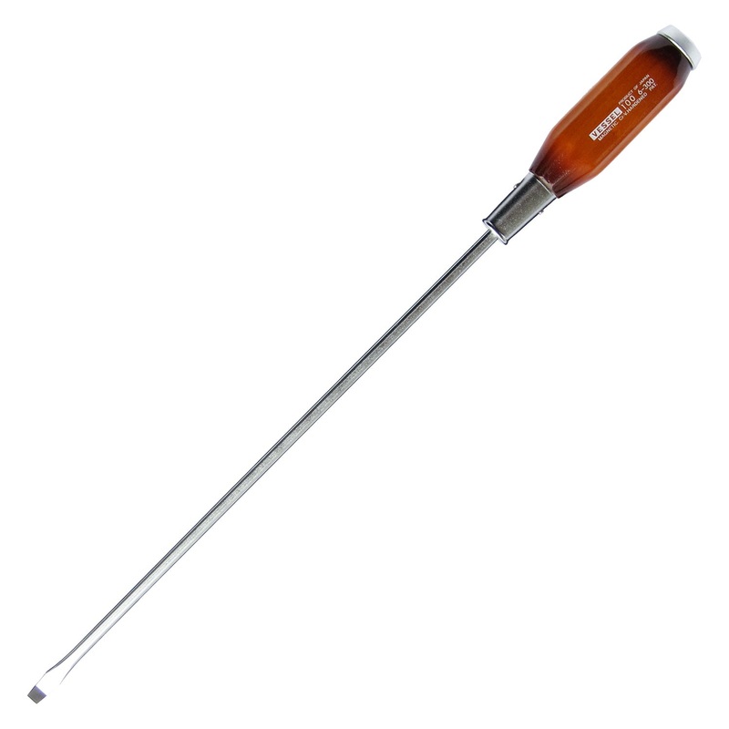 Vessel 100S6300 Genuine Wood Handle Tang-Thru Screwdriver No.100 Slotted6x300