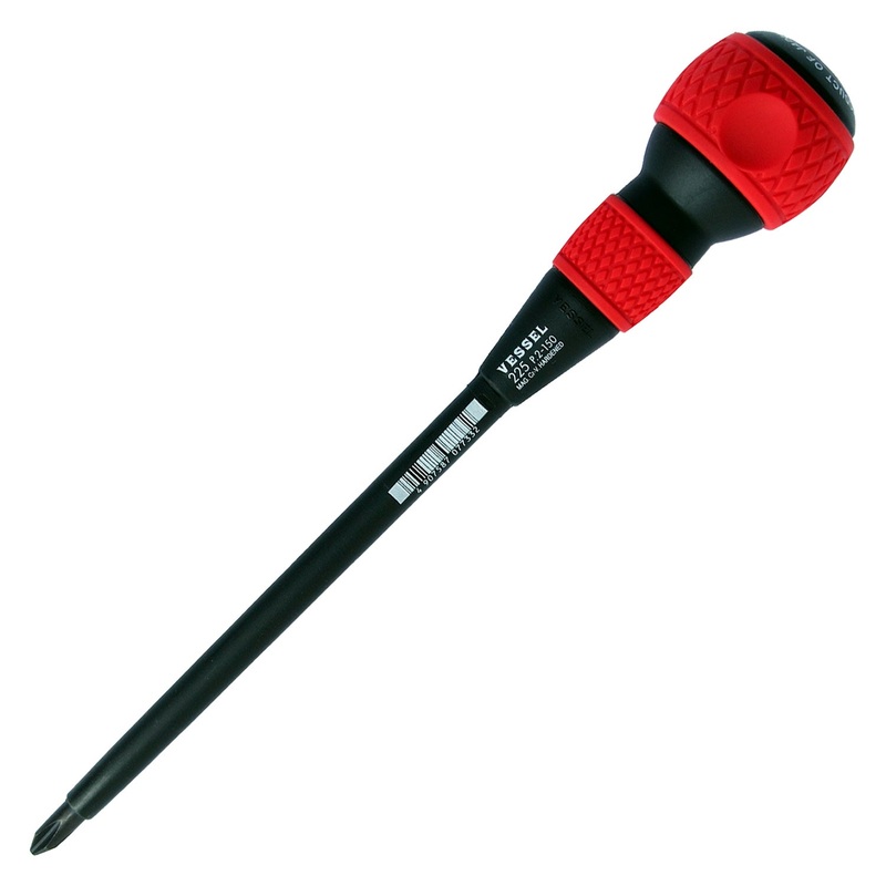 Vessel 225P2150 BALL GRIP Screwdriver with Covered Shank No.225 PH2x150