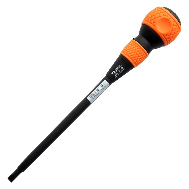 Vessel 225S6150 Ball Grip Screwdriver with Covered Shank  Slotted6x150