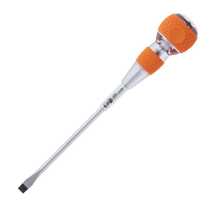 Vessel 250S8150 BALL GRIP Non-Conductive Tang-Thru Screwdriver No.250 Slotted 8x150
