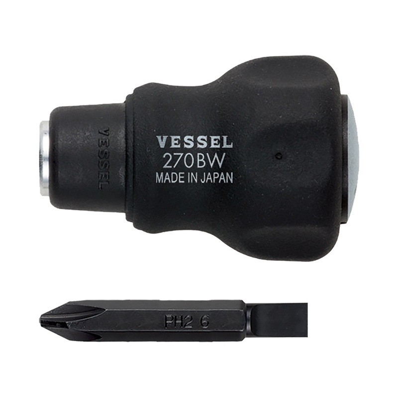 Vessel 270BW62 Cushion Stubby Interchangeable Screwdriver PH2/Slotted6