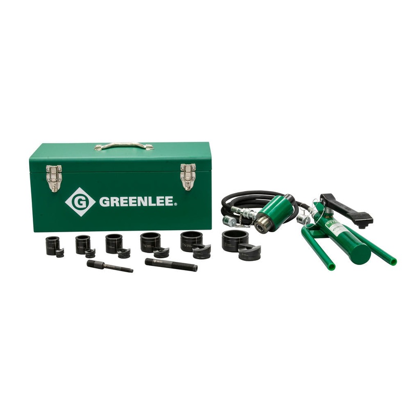 Greenlee 7606SB 11-Ton Hydraulic Knockout Kit with Foot Pump and Slug-Buster 1/2" - 2"