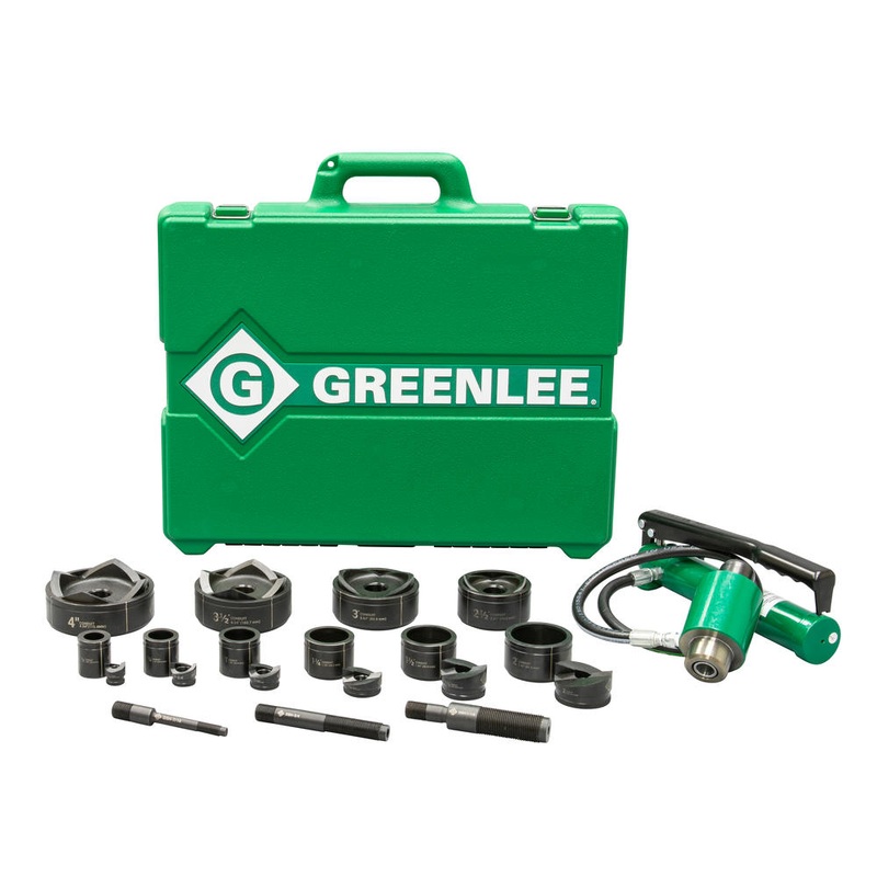 Greenlee 7610SB 11-Ton Hydraulic Knockout Kit with Foot Pump and Slug-Buster 1/2" - 4"