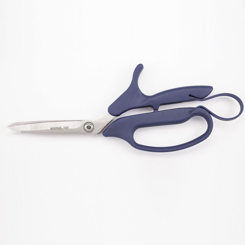 Heritage Cutlery 7231 9 1/4'' SS Bent Poultry Shear/Straight Top Handle/ Self Opening