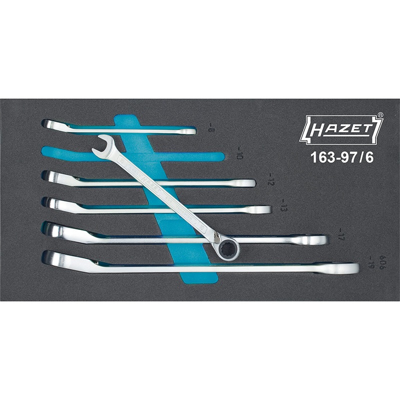 Hazet 163-97/6 Ratcheting Combination Wrench Set, 6 Pieces