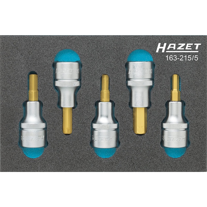Hazet 163-215/5 Screwdriver Socket Set, Hex, 1/2" Drive, 5 Pieces