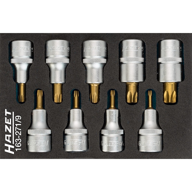 Hazet 163-271/9 TORX Screwdriver Socket Set, 1/2" Drive, 9 Pieces