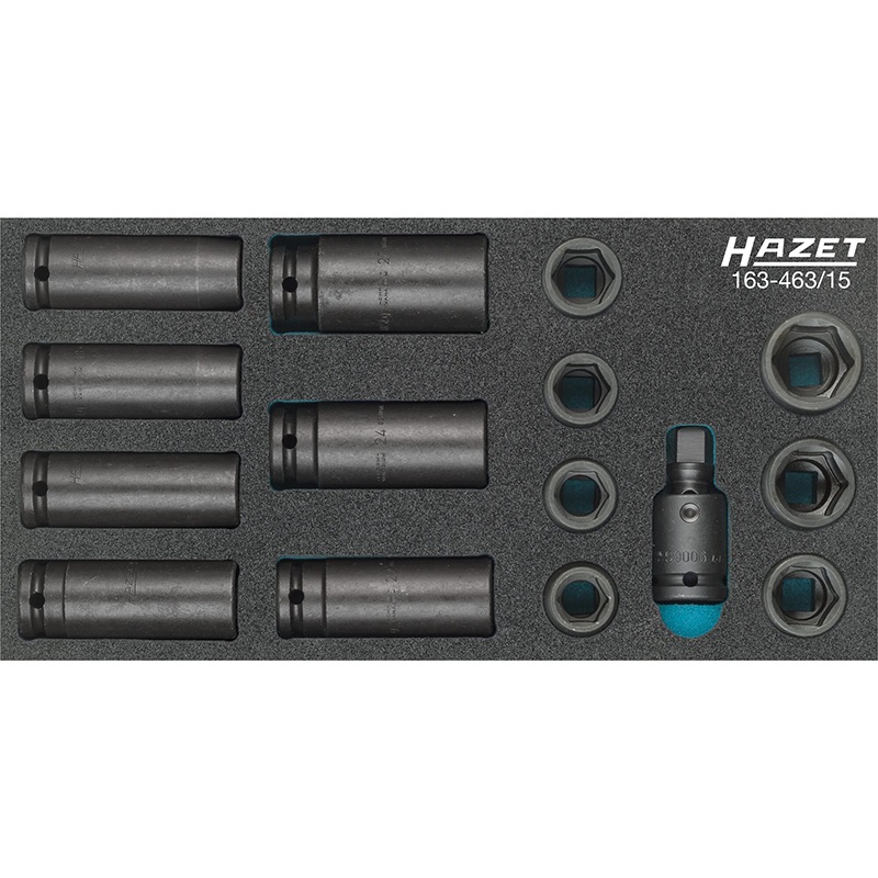 Hazet 163-463/15 Impact Socket Set, 1/2" Drive, Outside Hex Profile, 15 Pieces