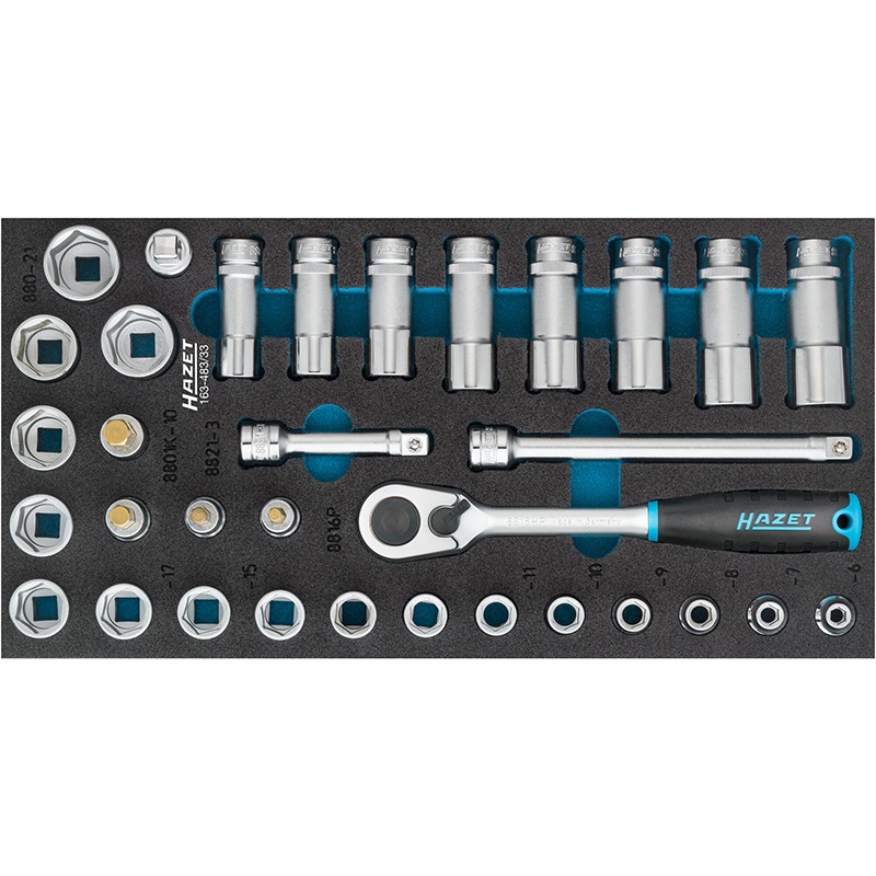 Hazet 163-483/33 Socket Set, 3/8" Drive, 33 Pieces