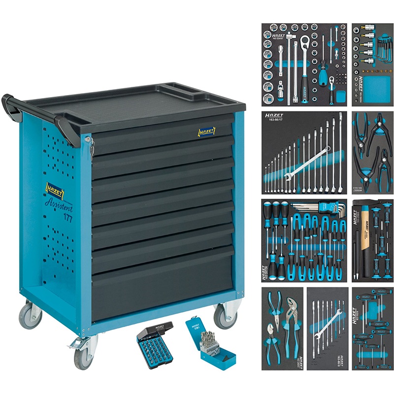 Hazet 177-7/217 Tool Trolley Assistent with Assortment, 217 Pieces