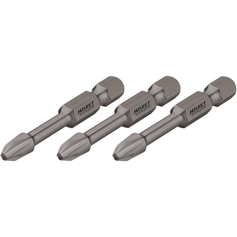 Hazet 2215SLG-PH2/3 Impact Torsion Bits, Phillips, PH2, 3 Pieces