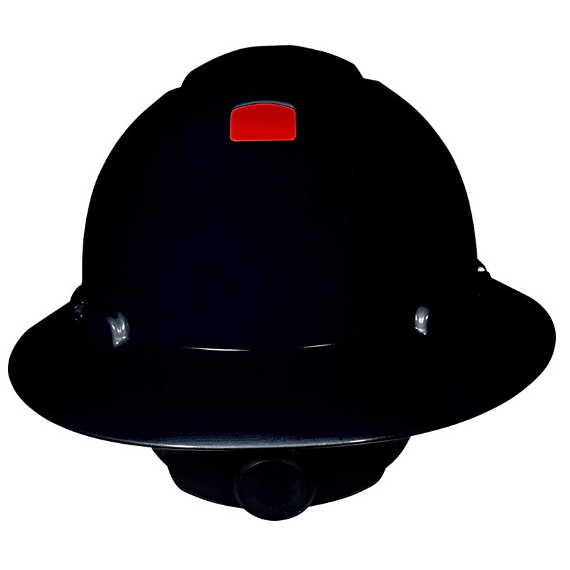 3M Full Brim Hard Hat and Uvicator H-812R-UV, Black, 4-Point Ratchet Suspension