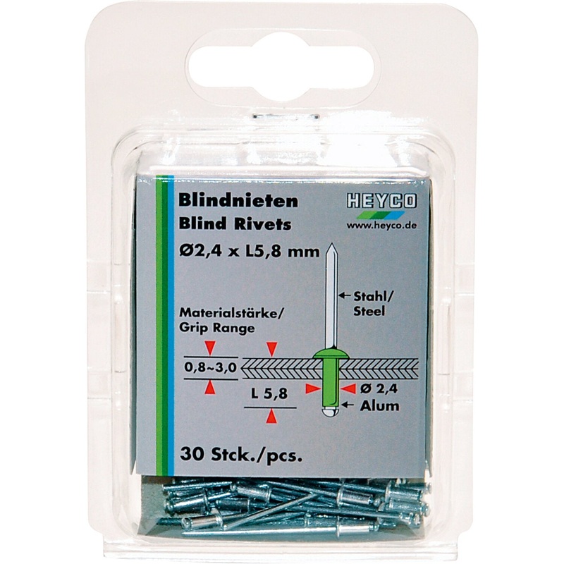 Heyco 01262320100 Blind Rivet Set 3,2 MM  in Blies