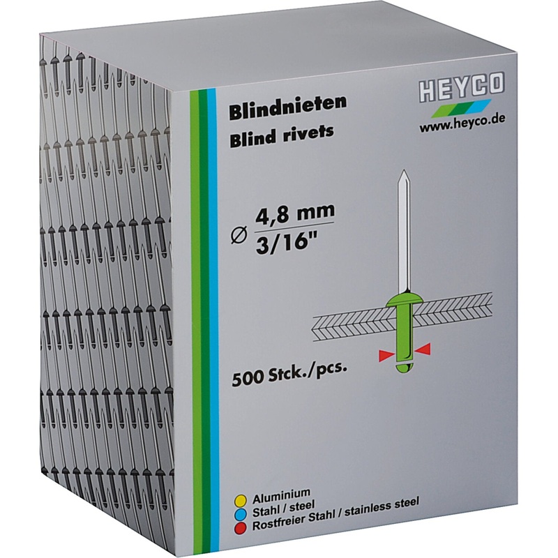 Heyco 01262480200 Blind Rivet Set in Carton Box
