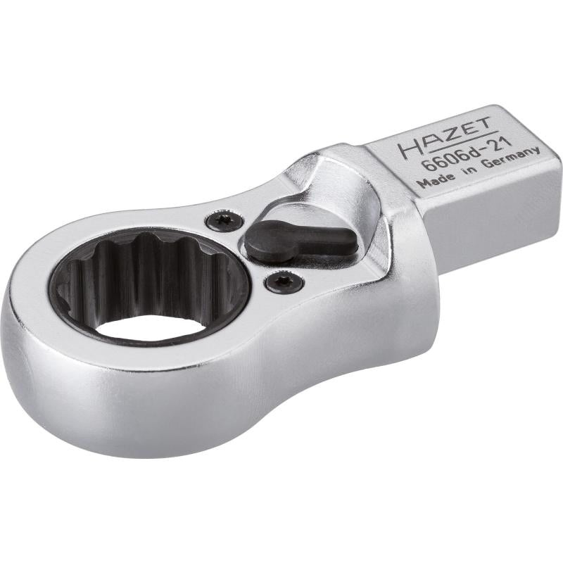 Hazet 6606D-21 Ratcheting Insert Box-End Wrench, 14x18mm Insert Square Drive, 21mm 12-Point