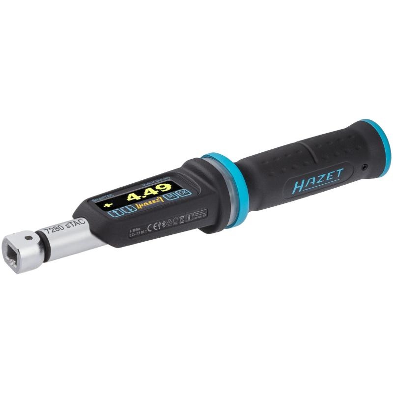 Hazet 7280-5STAC Electronic Torque Wrench with Built-In Angle Gauge, 1-10 Nm, 9x12mm Insert Square, 6.3mm (1/4") Square