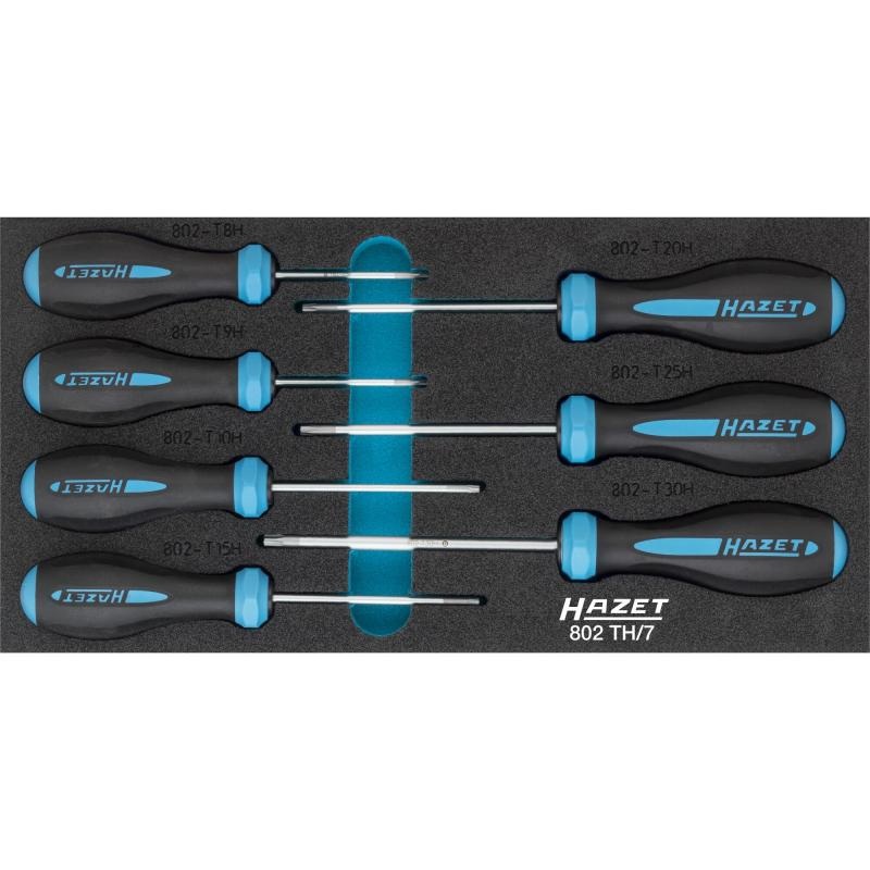 Hazet 802TH/7 HEXAnamic Screwdriver Set, Tamper-Resistant TORX, T8H-T30H, 7 Pieces