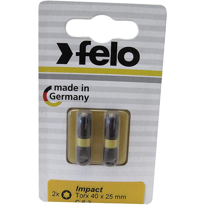 Felo 0715763623 TORX Impact Bit, T40 x 25 mm, 2 Pkg.